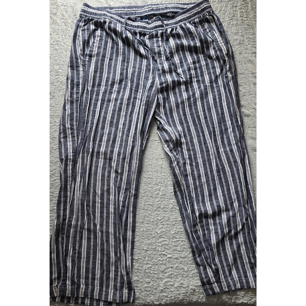 Old Navy Linen Blue and White Striped Pants